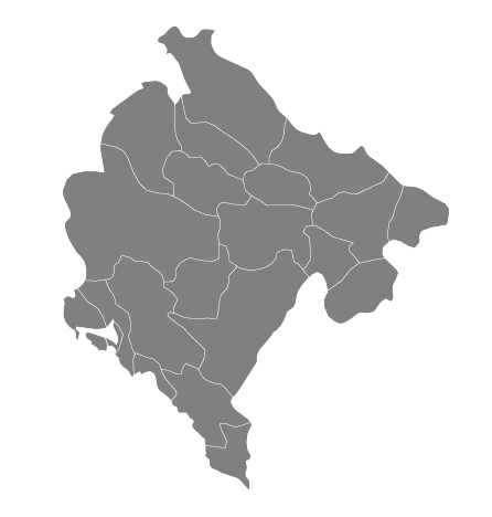 Landkarte von Montenegro mit Adria-Küste, Bucht von Kotor, Budva und Tivat