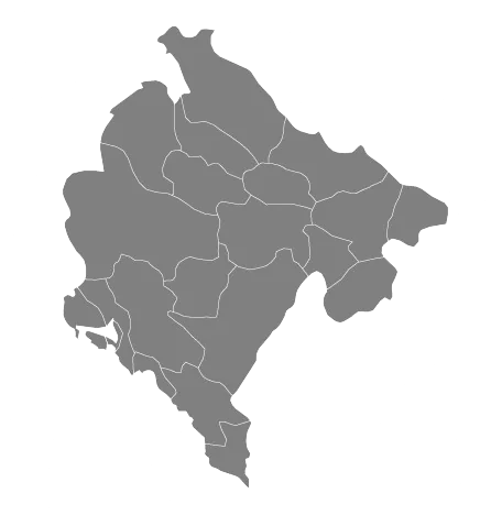 Landkarte von Montenegro mit Adria-Küste, Bucht von Kotor, Budva und Tivat
