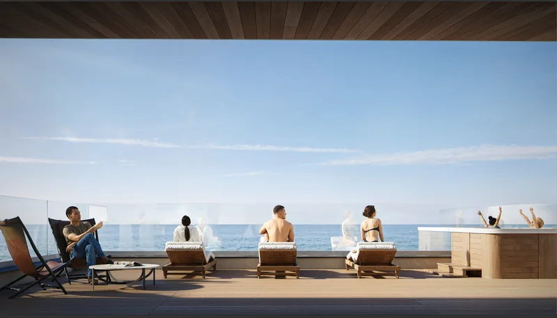 Dachterrasse mit Sonnendeck und Meerblick